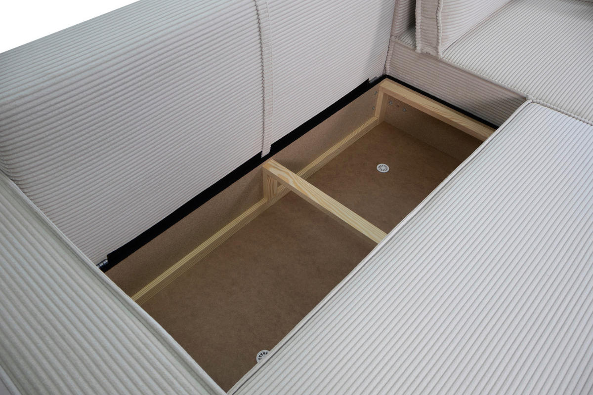 ECKSOFA inkl. Funktionen Creme Cord  - Creme/Schwarz, Design, Textil (267/141cm) - Xora