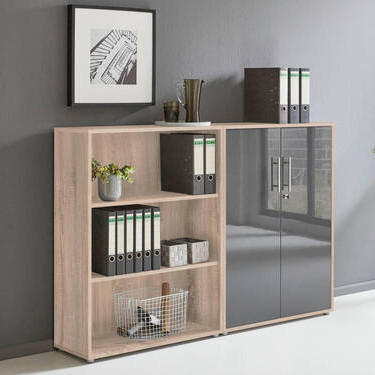 AKTENSCHRANK 168,8/113,6/33 cm  - Anthrazit Hochglanz/Sonoma Eiche, MODERN, Holzwerkstoff (168,8/113,6/33cm) - MID.YOU