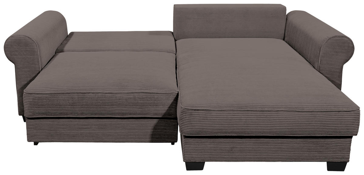 ECKSOFA in Cord Braun  - Schwarz/Braun, Konventionell, Kunststoff/Textil (255/185cm) - MID.YOU