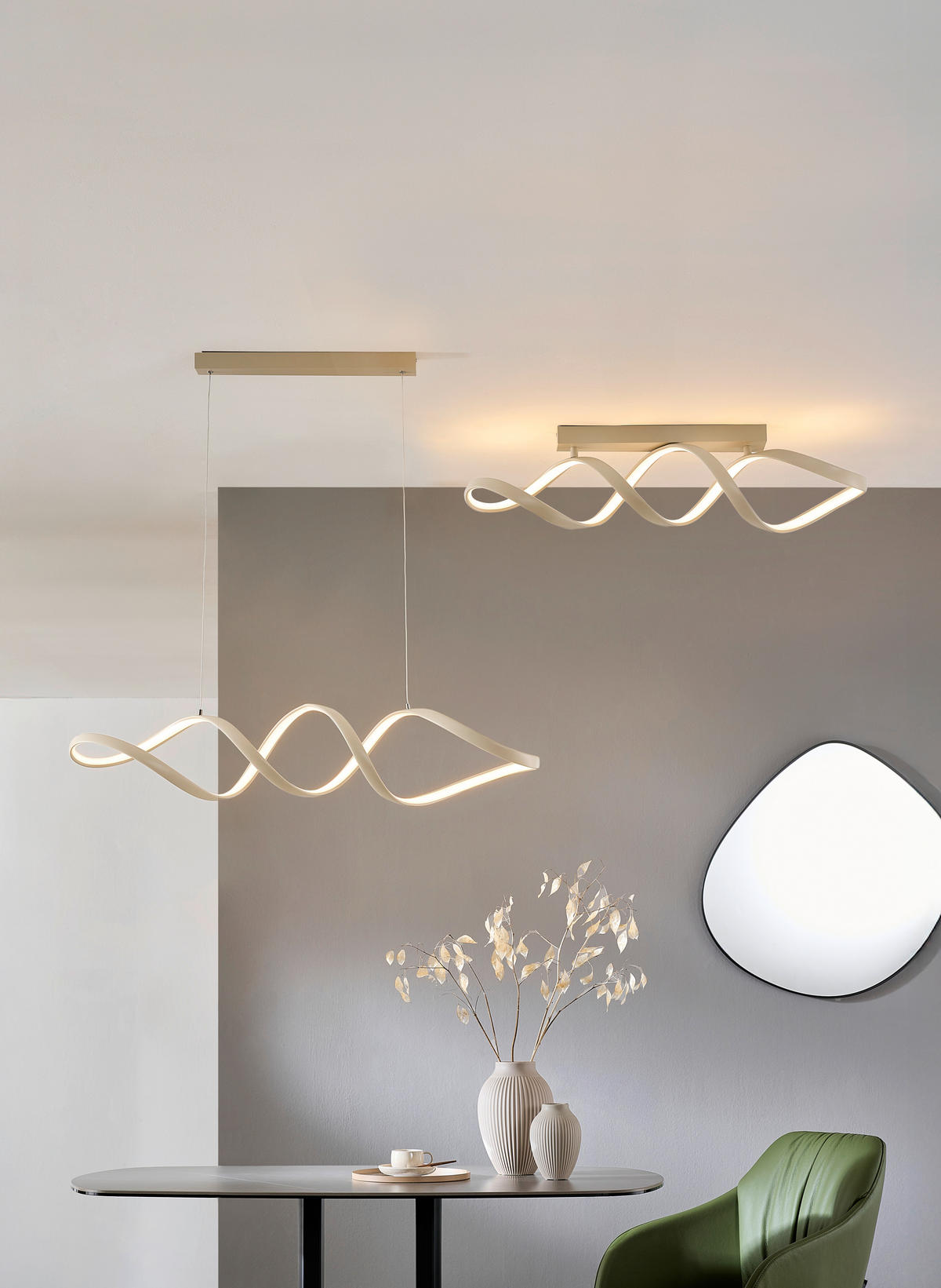 VISEČA LED-SVETILKA  Brownsville 24 W/2500 lm/3000 K/220-240 V/ - peščene barve, Design, kovina/umetna masa (100/22/120cm) - Novel