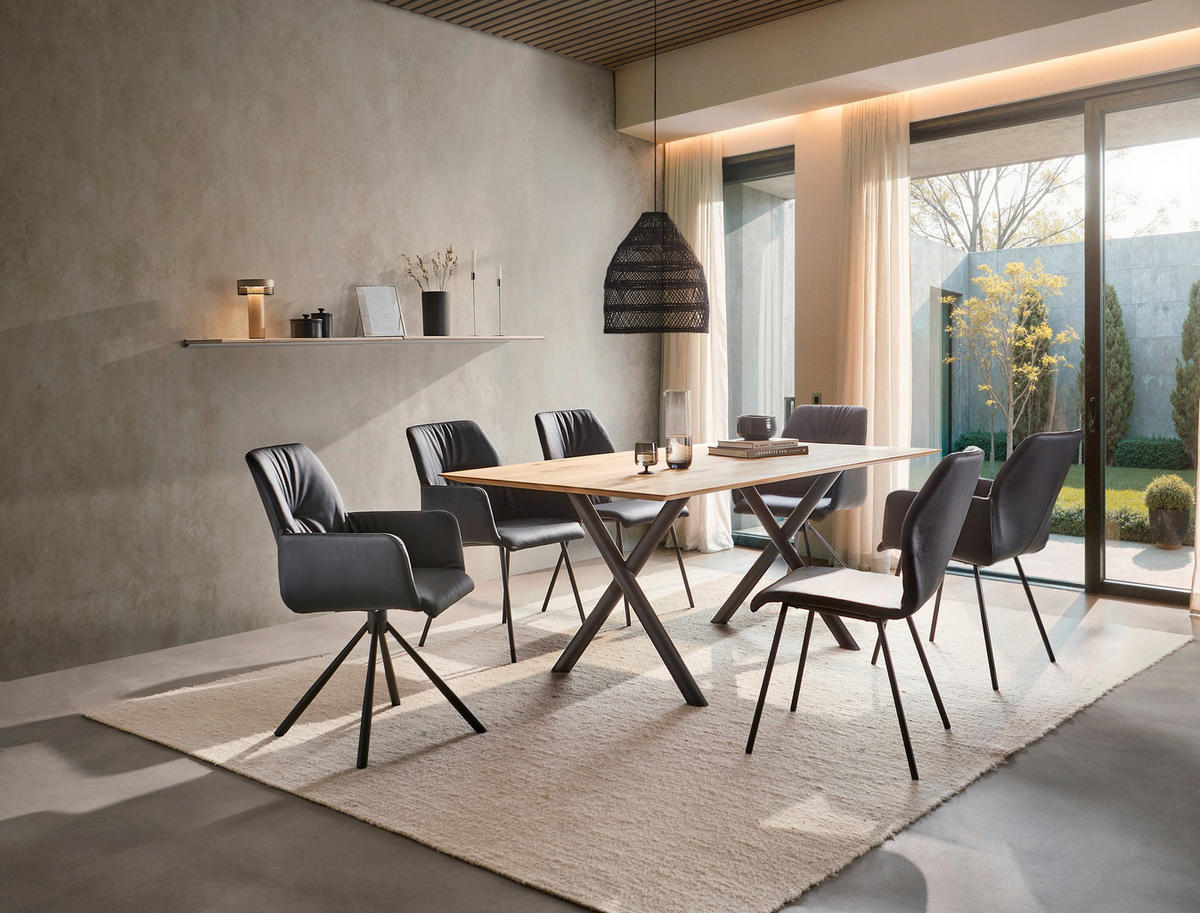 ESSTISCH in Holz, Metall 180/100/75 cm  - Eichefarben/Anthrazit, Design, Holz/Metall (180/100/75cm) - Bert Plantagie