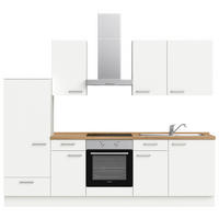 KÜCHENBLOCK 270 cm   in Weiß, Eichefarben  - Edelstahlfarben/Eichefarben, MODERN, Holzwerkstoff/Metall (270cm) - Nobilia