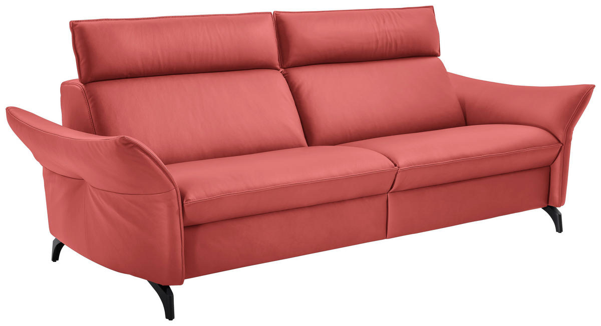 3-SITZER-SOFA in Echtleder Rot  - Anthrazit/Rot, Design, Leder/Metall (224/94/95cm) - Himolla