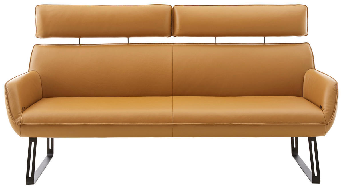 SITZBANK 213/107/78 cm Echtleder Bernsteinfarben Metall  - Beige/Bernsteinfarben, Design, Leder/Metall (213/107/78cm) - Koinor