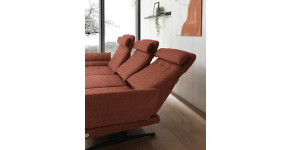 ECKSOFA Rostfarben Flachgewebe  - Rostfarben/Schwarz, Design, Textil/Metall (176-217/279-327cm) - Dieter Knoll