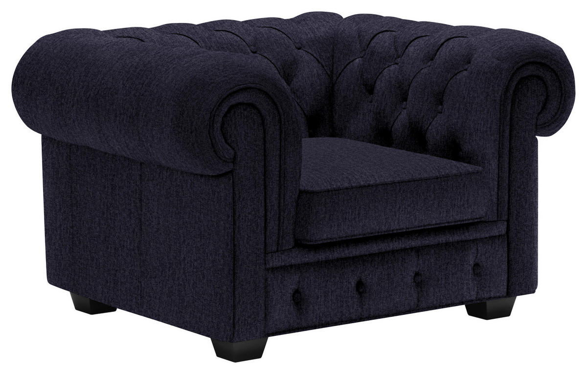 CHESTERFIELD-SESSEL - Wengefarben/Schwarz, LIFESTYLE, Holz/Textil (115/76,5/96cm) - Landscape