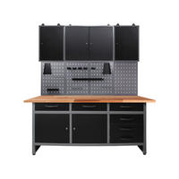 WERKBANKSET  - Anthrazit/Grau, Basics, Holz/Metall (160/205/60cm) - Ambia Garden