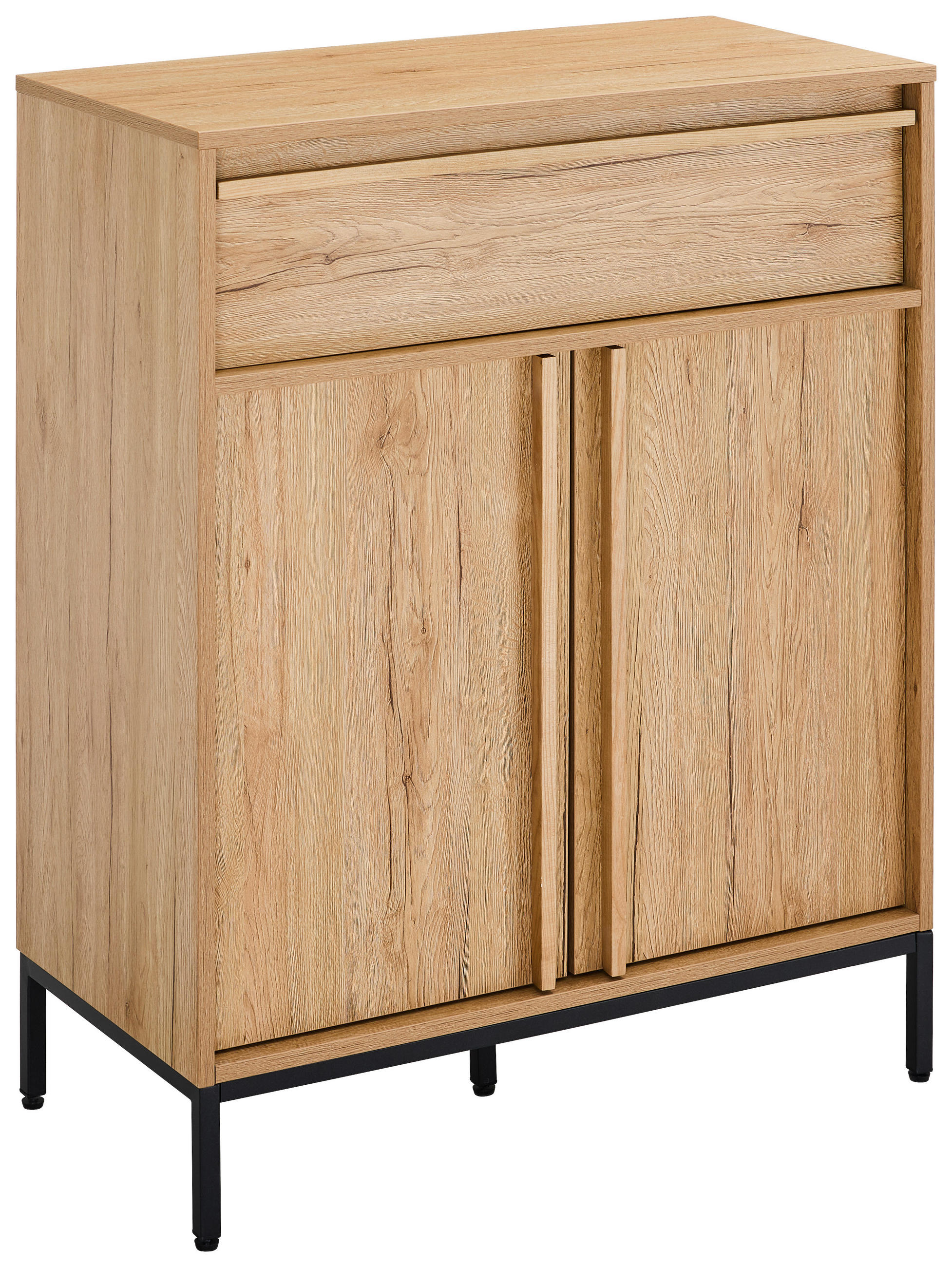 KOMODA, farba duba, 80/101/40 cm - čierna/farba duba, Design, kov/drevo (80/101/40cm) - Xora