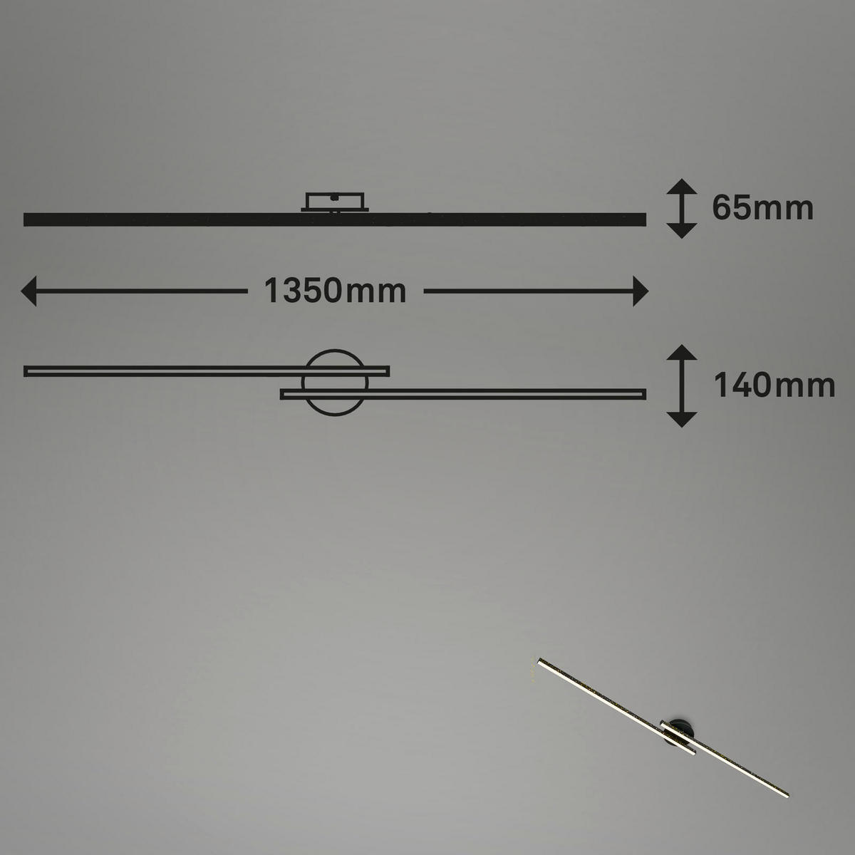 LED PLAFONJERA  - crna, Dizajnerski, metal/plastika (135/14/6,5cm)