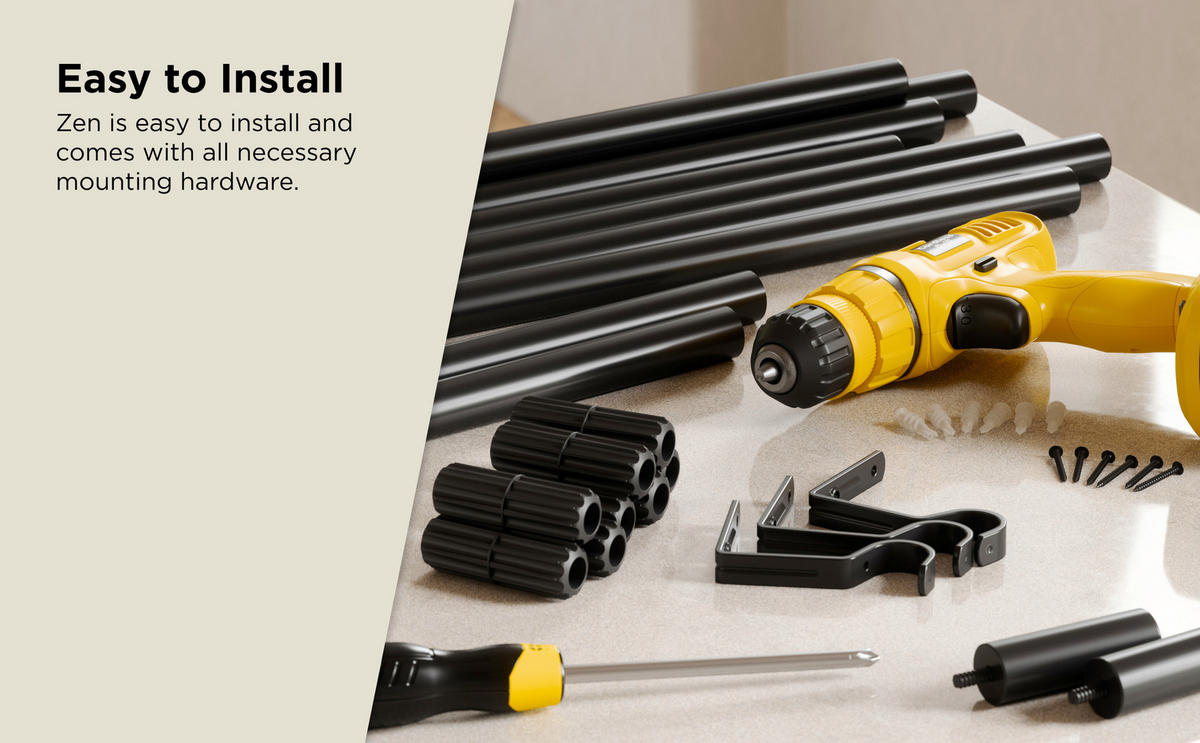 VORHANGSTANGENSET 163-325 cm  - Schwarz, KONVENTIONELL, Kunststoff/Metall (163-325cm) - Umbra