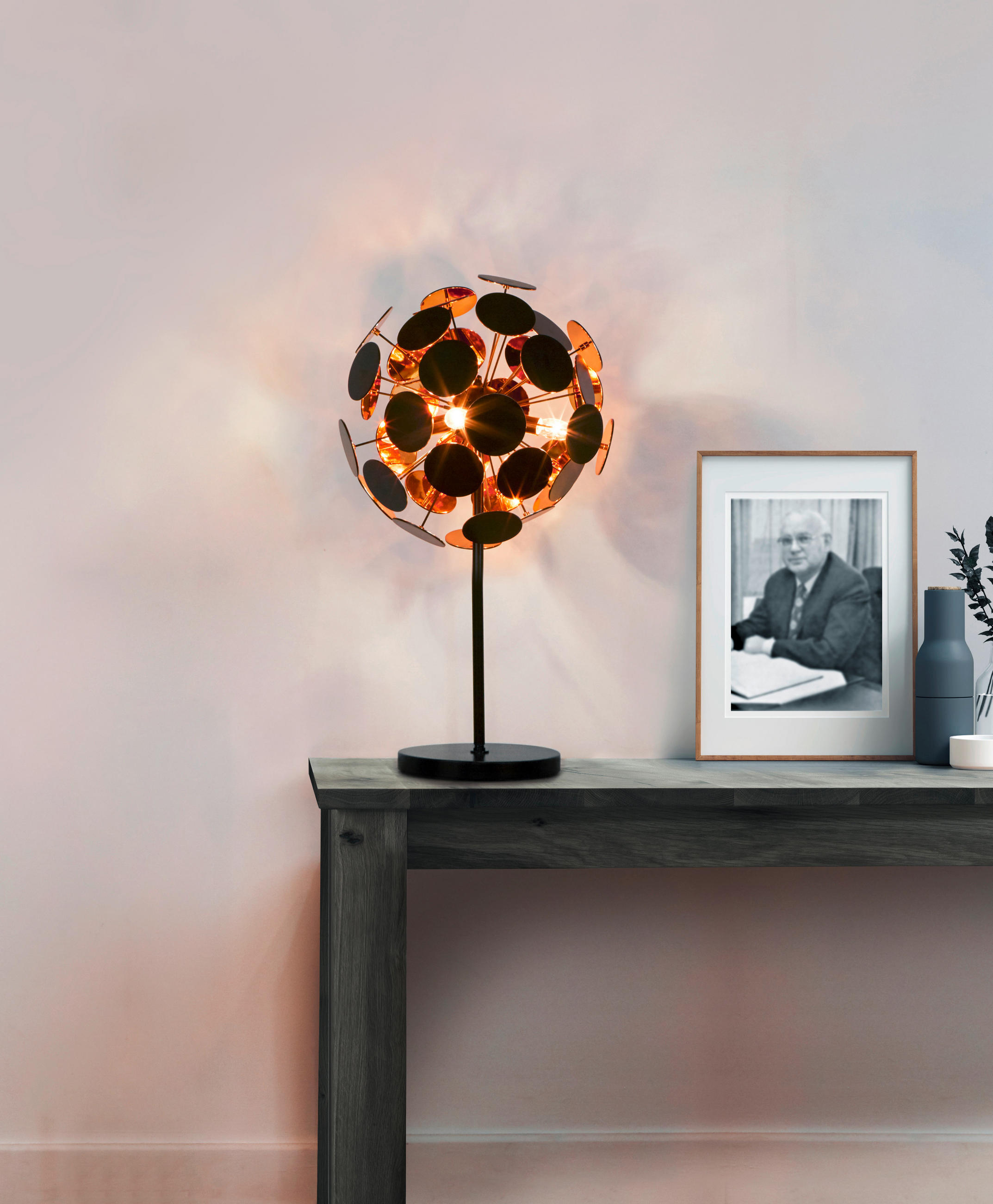 BORDSLAMPA Discus 48/65 cm   - svart/guldfärgad, Modern, metall/plast (48/65cm)