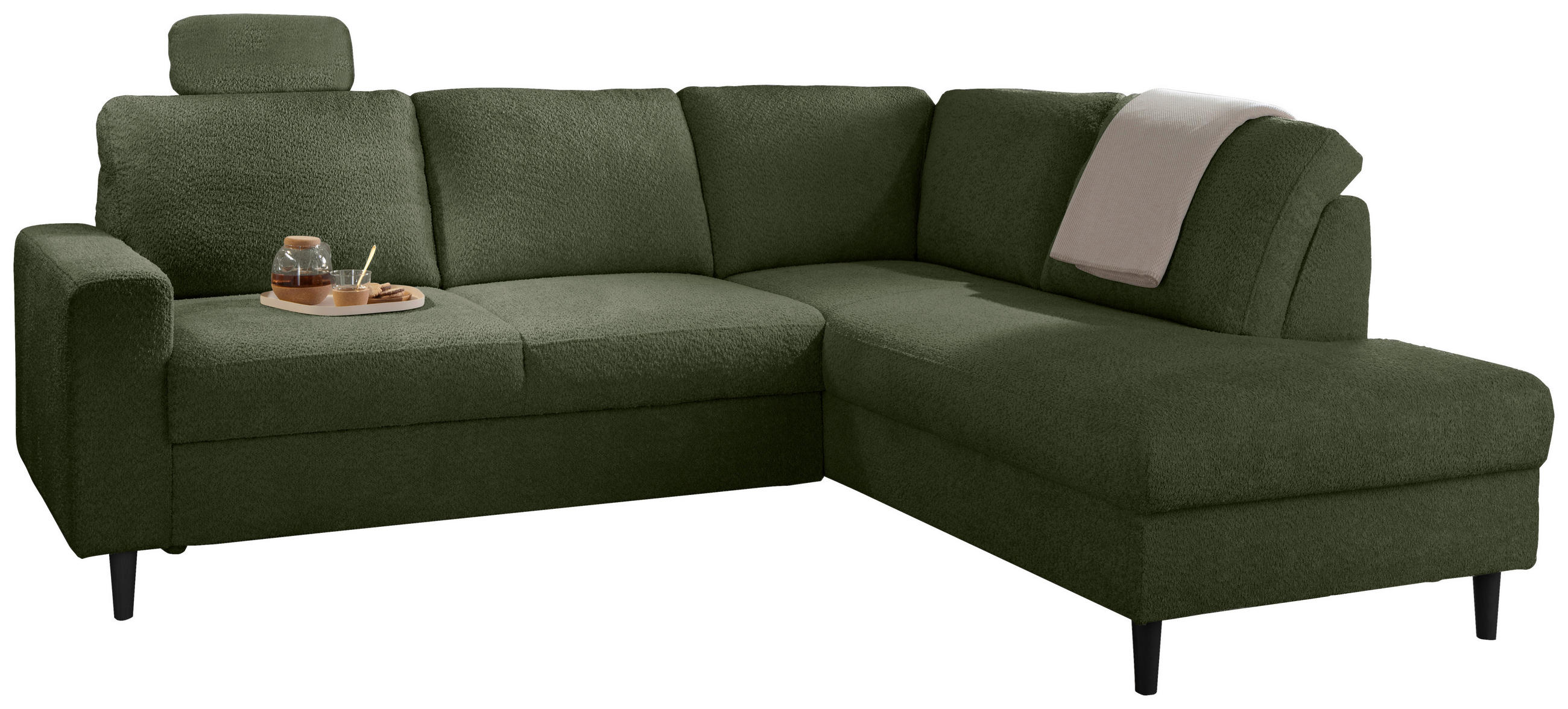 Thumbnail - Livetastic Eckschlafsofa Passione, Dunkelgrün, Textil, Buche, Uni, 4-Sitzer, 242x200 cm, Made in EU, Rücken echt, Wohnzi...