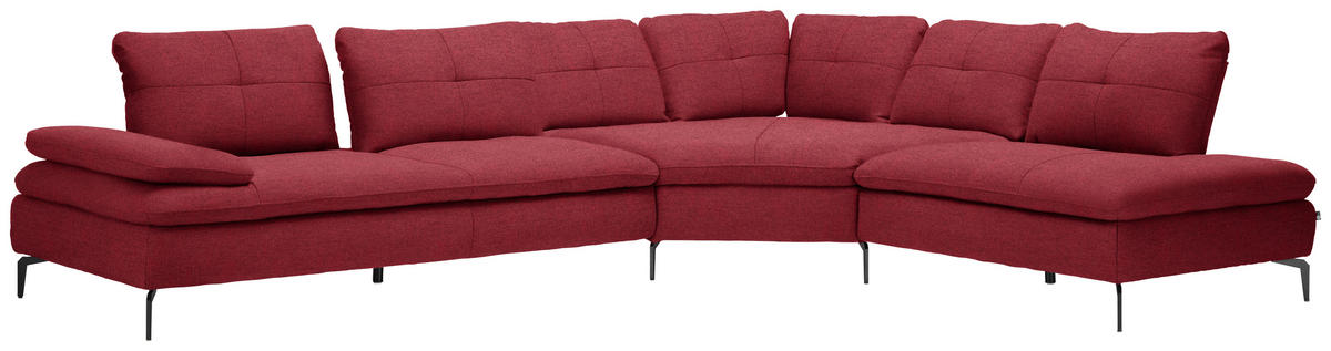 ECKSOFA in Flachgewebe Bordeaux  344/271 cm  - Bordeaux/Schwarz, Design, Textil/Metall (344/271cm) - Chilliano