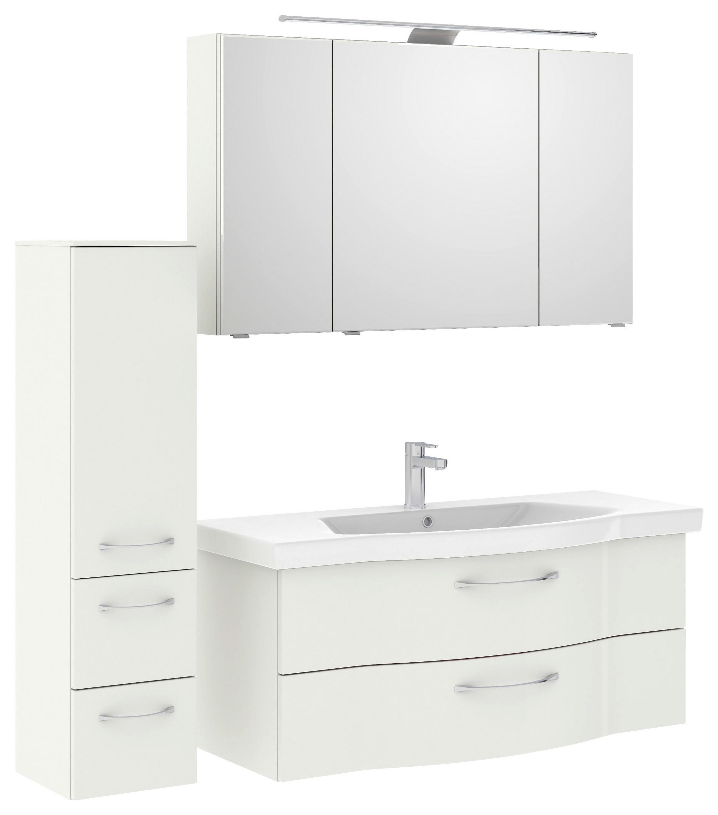 BADEZIMMER 4-teilig  in 152 cm  - Chromfarben/Weiß Hochglanz, KONVENTIONELL, Glas/Keramik (152cm) - Pelipal