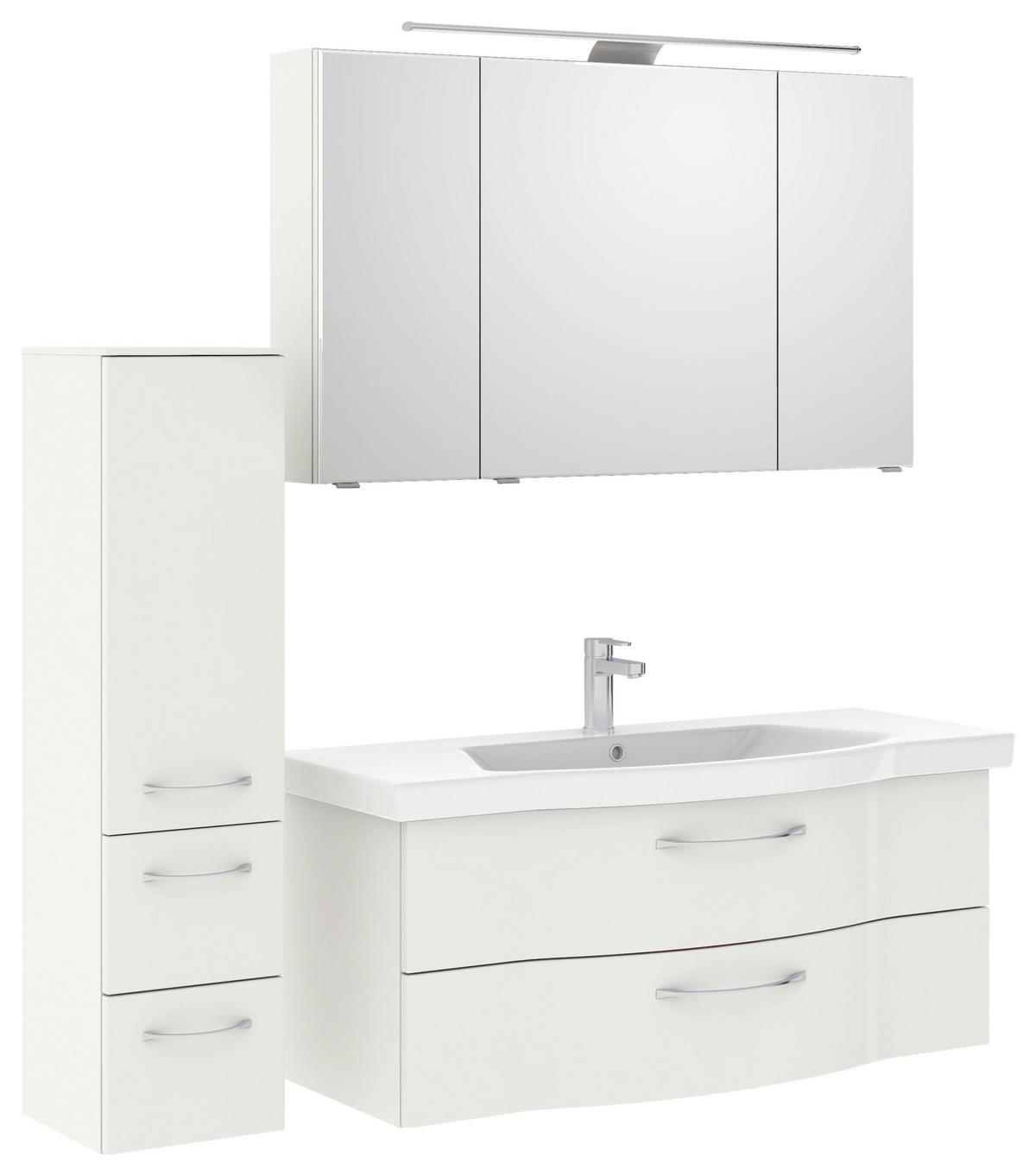 BADEZIMMER 4-teilig  in 152 cm  - Chromfarben/Weiß Hochglanz, KONVENTIONELL, Glas/Keramik (152cm) - Pelipal