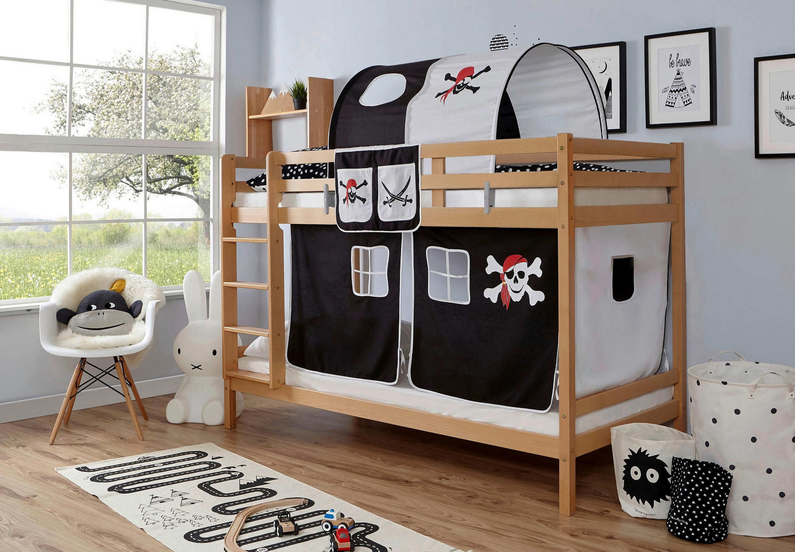 ETAGENBETT 90/200 cm Naturfarben  - Weiß/Naturfarben, MODERN, Holz/Textil (90/200cm) - MID.YOU