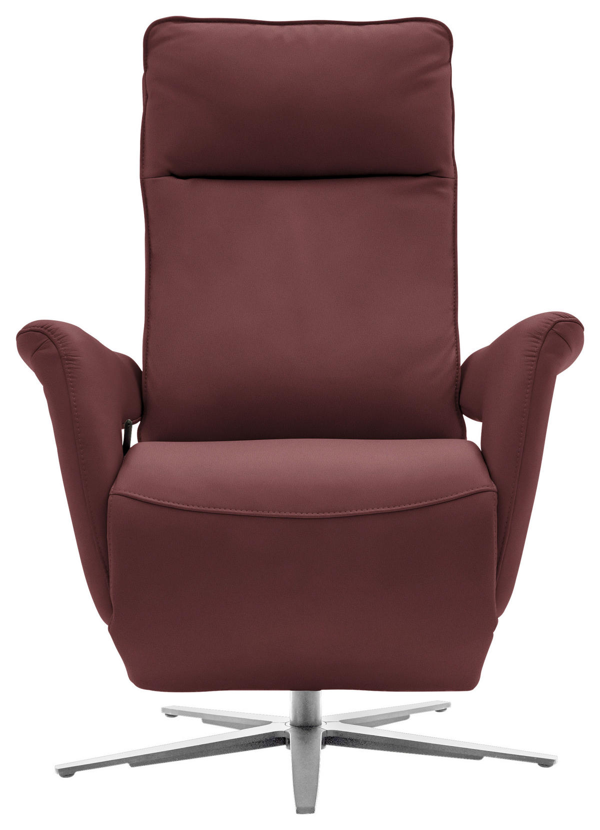 RELAXSESSEL in Leder Beere  - Edelstahlfarben/Beere, Design, Leder/Metall (79-83/116/87-176cm) - Valdera
