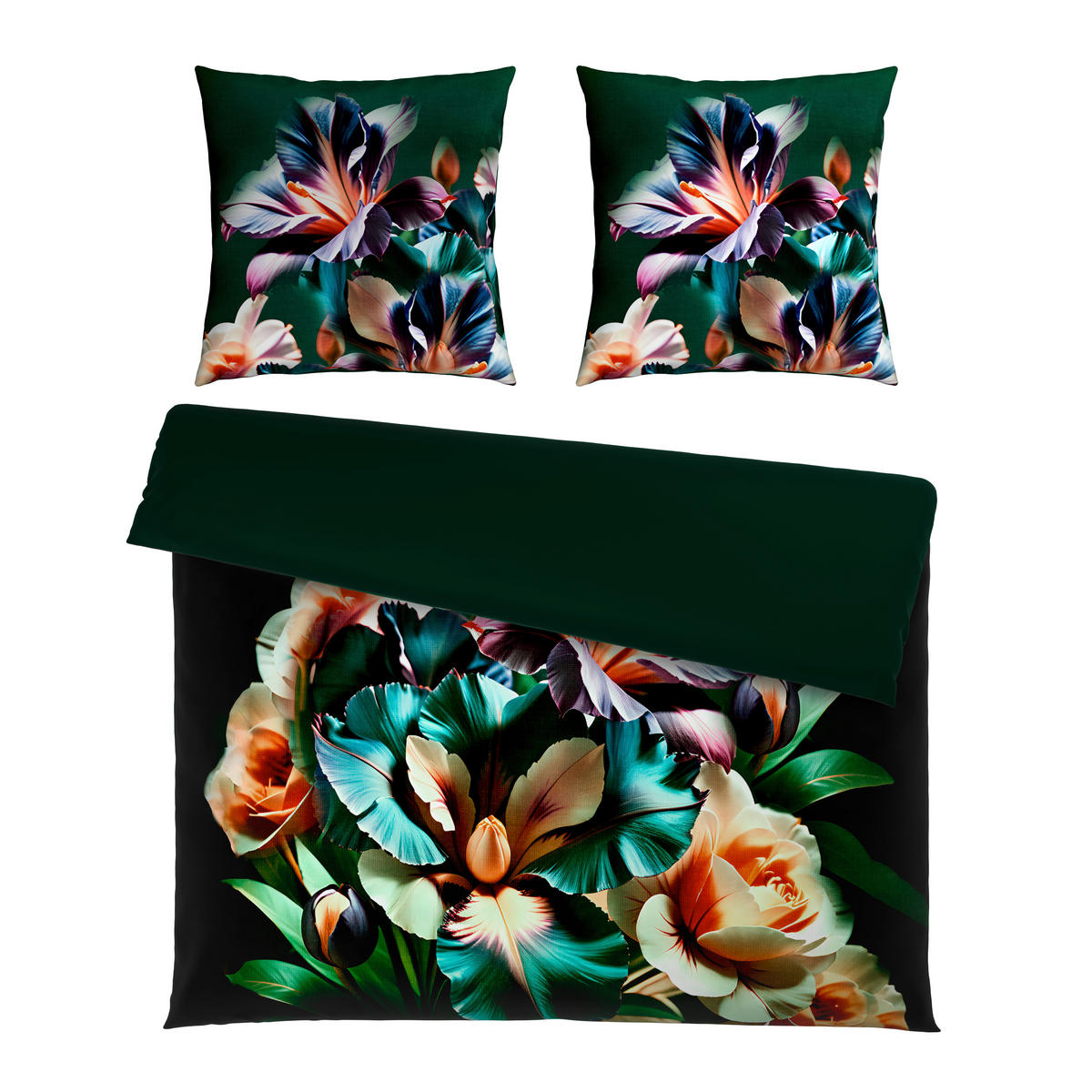 WENDEBETTWÄSCHE Satin 200/200 cm  - Grün, Textil (200/200cm) - Novel