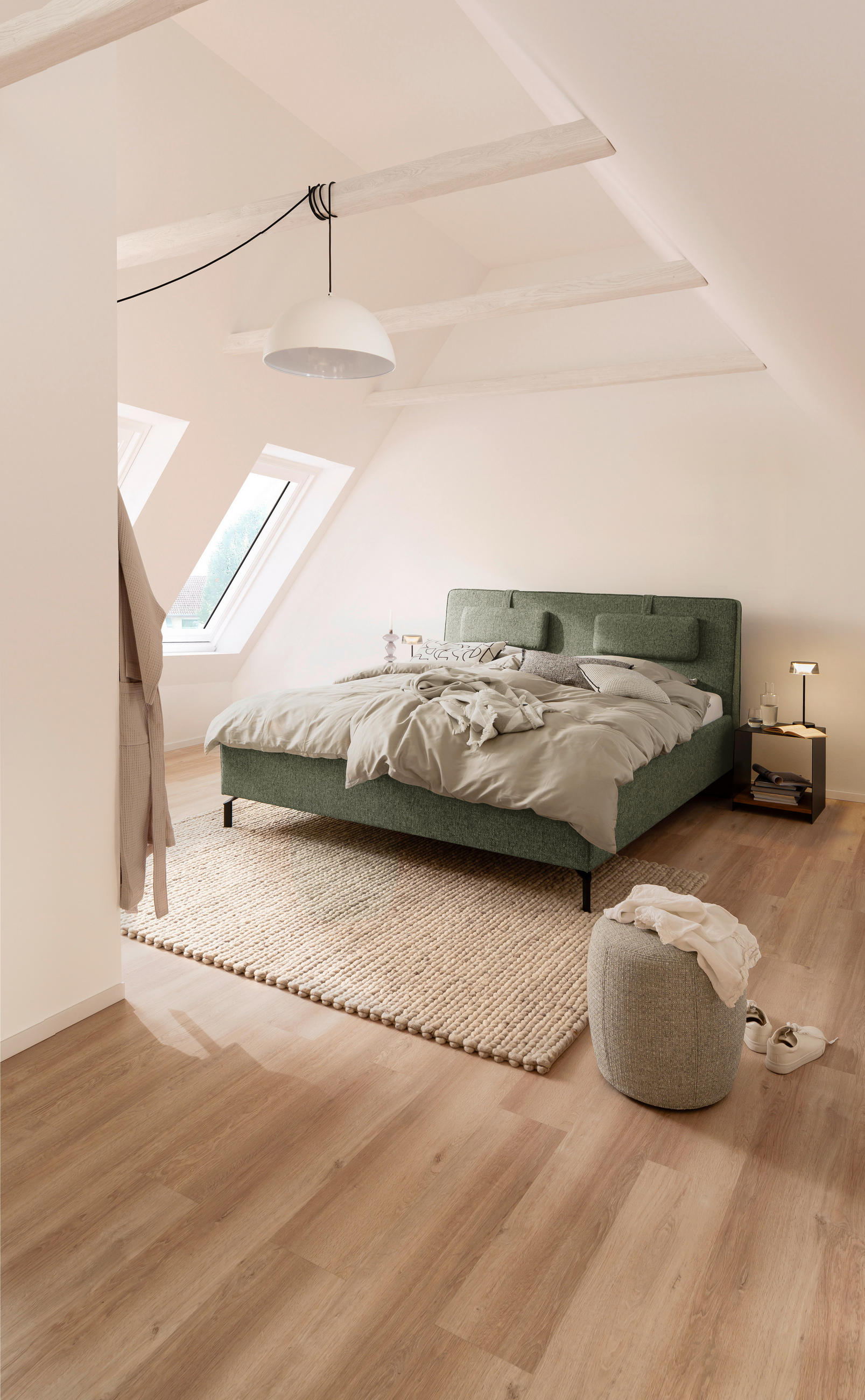 POLSTERBETT MADRID 180/200 cm  in Grün  - Eichefarben/Grün, Design, Holz/Textil (180/200cm) - Schöner Wohnen