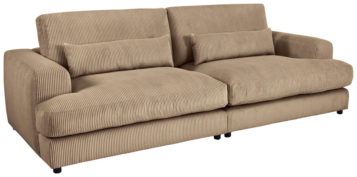 MEGASOFA Cord Braun  - Schwarz/Braun, MODERN, Kunststoff/Textil (260/85/112cm) - Lomoco