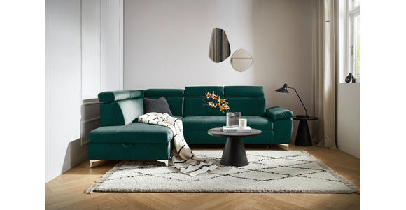 ECKSOFA  in Samt Grün  - Chromfarben/Grün, KONVENTIONELL, Textil/Metall (206/271cm) - Carryhome