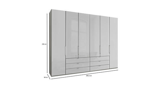 DREHTÜRENSCHRANK  in Grau, Weiß  - Chromfarben/Weiß, KONVENTIONELL, Glas/Holzwerkstoff (300/236/58cm) - Dieter Knoll