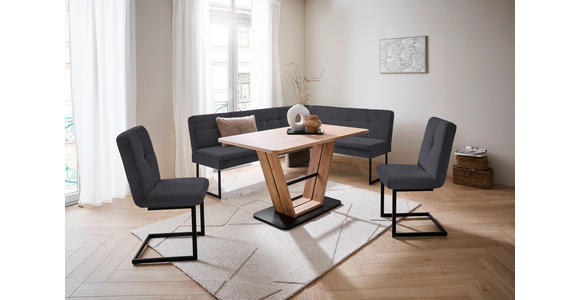 ECKBANK 213/155 cm  in Dunkelblau  - Schwarz/Dunkelblau, Design, Textil/Metall (213/155cm) - Novel