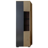 VITRINE  in furniert Wildeiche Anthrazit, Eiche Bianco  - Eiche Bianco/Anthrazit, Design, Glas/Holz (60/200/45cm) - Moderano