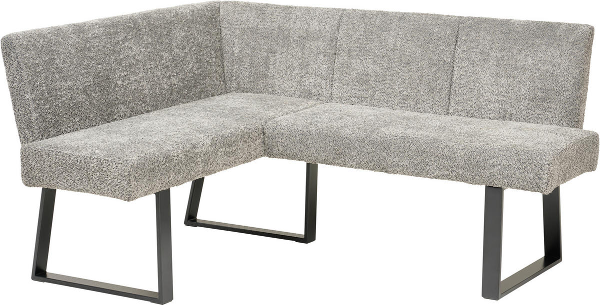 ECKBANK Metall, Textil Grau  - Schwarz/Grau, Konventionell, Textil/Metall (130/160cm) - MID.YOU