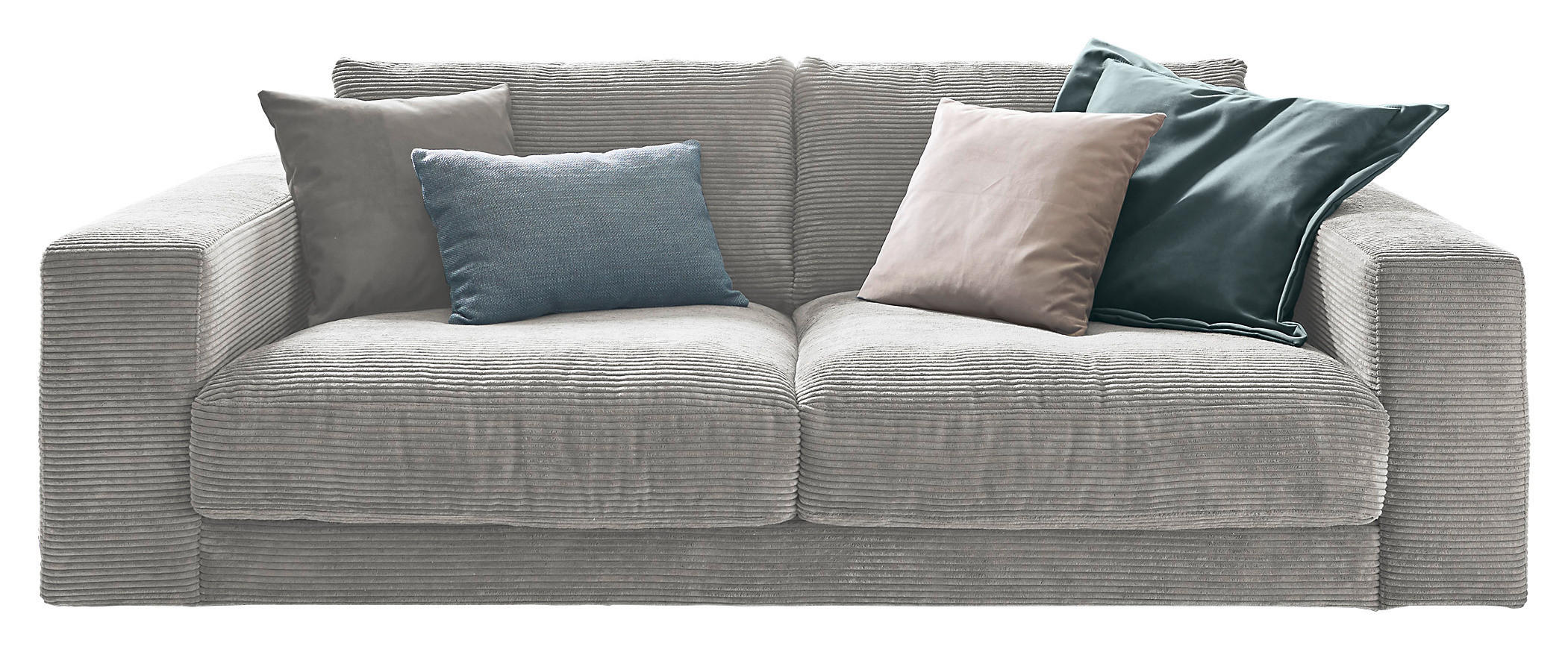 2-SITZER-SOFA Cord Grau  - Schwarz/Grau, Design, Kunststoff/Textil (230/85/127cm) - Hom`in