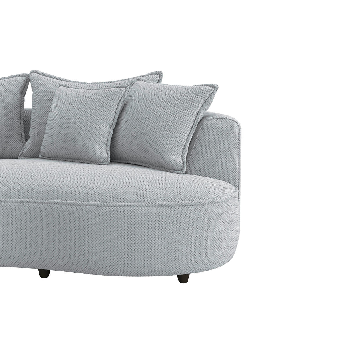 ECKSOFA LEVI Grauweiß Velours, Struktur  - Grauweiß/Schwarz, MODERN, Kunststoff/Textil (168/287cm) - Livetastic