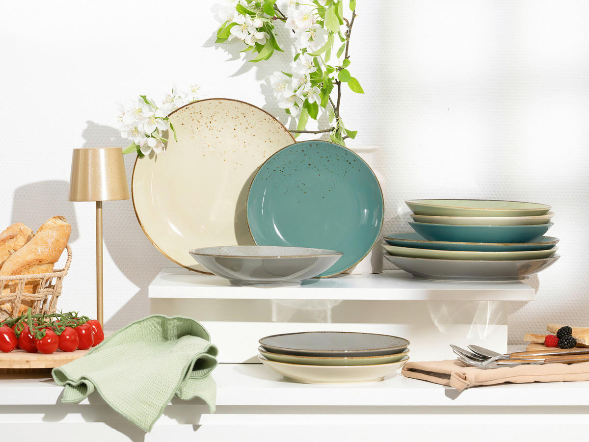 KOMBISERVICE Grün, Multicolor NATURE COLLECTION BUNT 12-teilig 4 Personen  - Multicolor/Grün, Basics, Keramik - Creatable