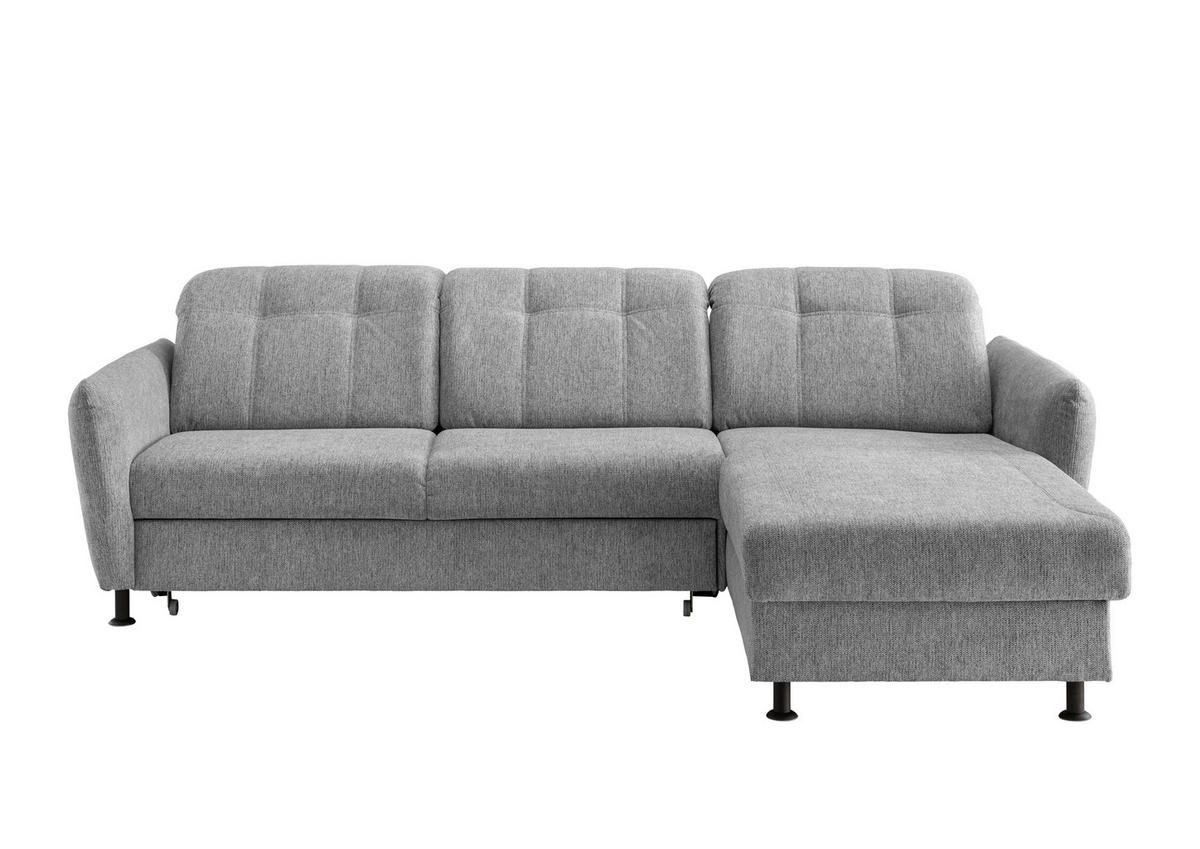 ECKSOFA in Chenille Silberfarben  - Silberfarben/Schwarz, Modern, Textil/Metall (267/184cm) - Livetastic
