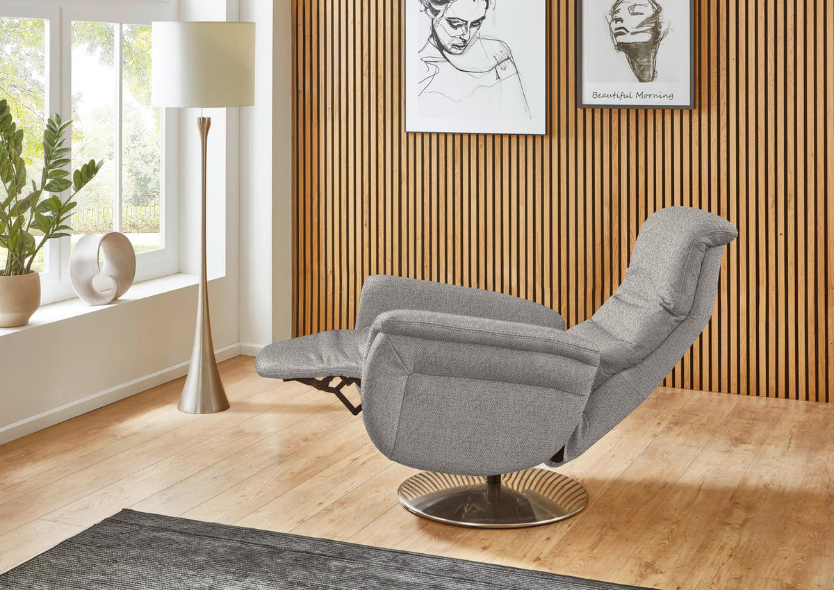 RELAXSESSEL Textil Graubraun  - Edelstahlfarben/Graubraun, Konventionell, Textil/Metall (79/112/94cm) - Beldomo Premium