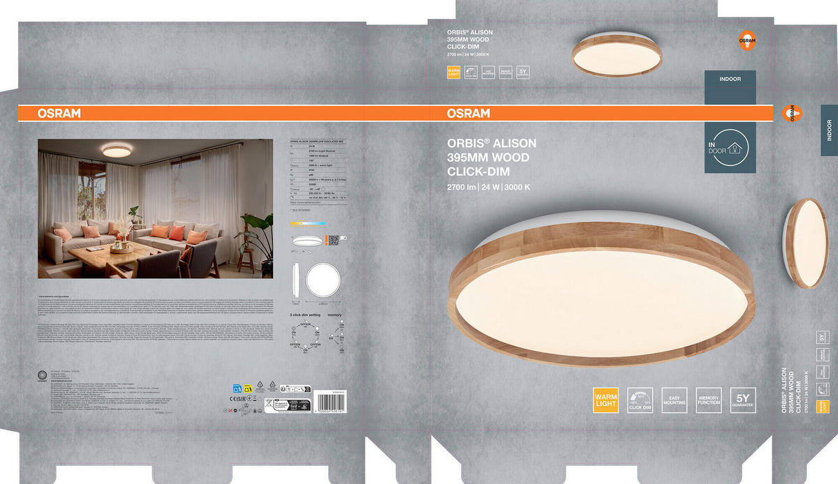 LED-DECKENLEUCHTE 39.5/7 cm   - Basics, Kunststoff/Metall (39.5/7cm) - Osram