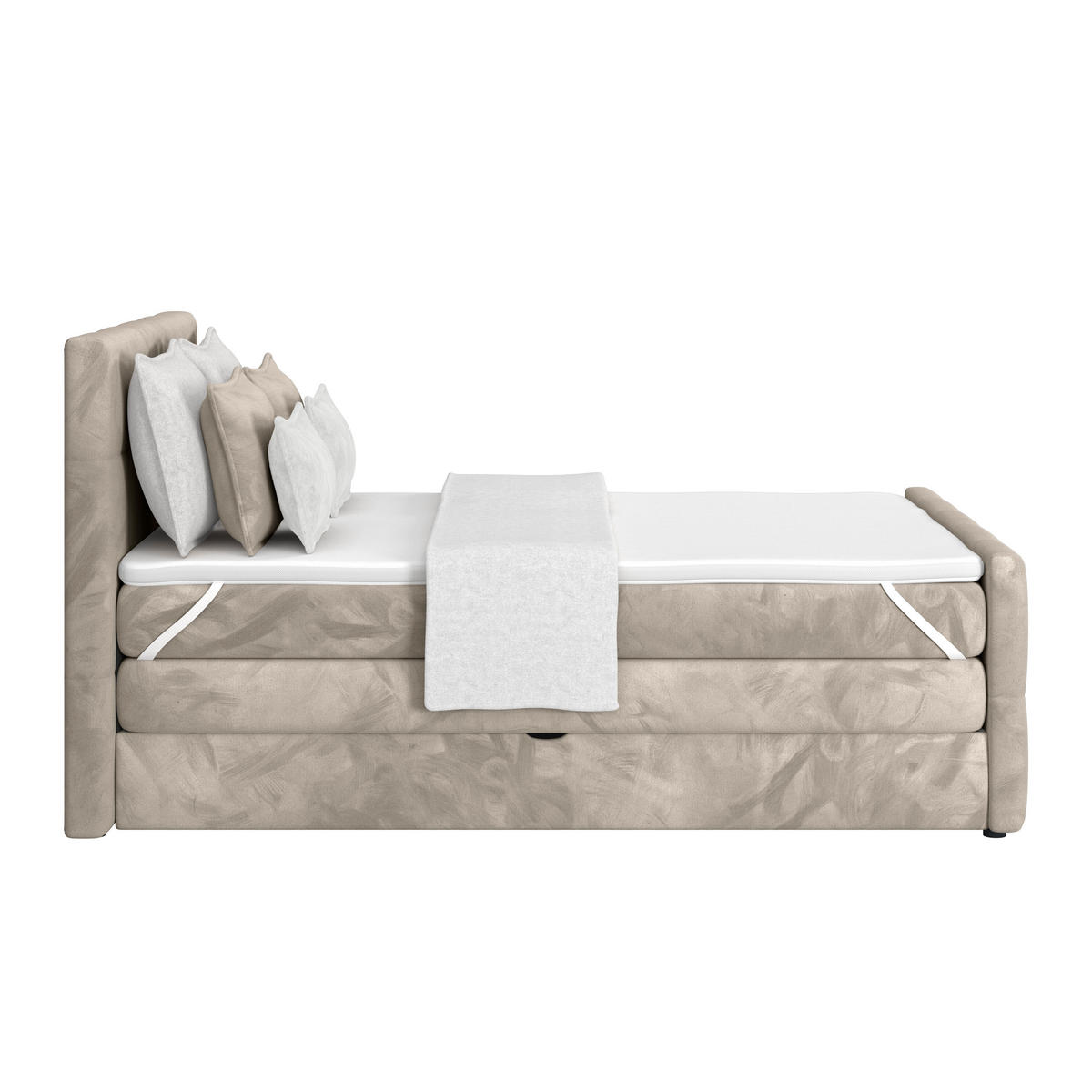 BOXSPRINGBETT 140/200 cm,  in Taupe, gepolstertes Kopfteil, Bettkasten, Topper, Matratzen, H3 + H3 = fest  - Taupe, KONVENTIONELL, Holz/Holzwerkstoff (140/200cm) - Luca Bessoni