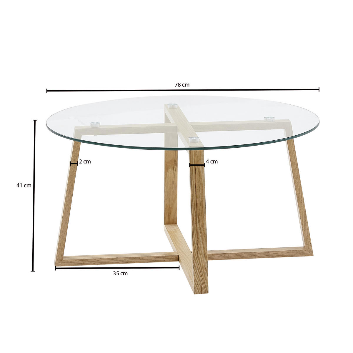 COUCHTISCH in Glas 78/78/41 cm  - Eichefarben/Braun, Modern, Glas/Holz (78/78/41cm) - MID.YOU