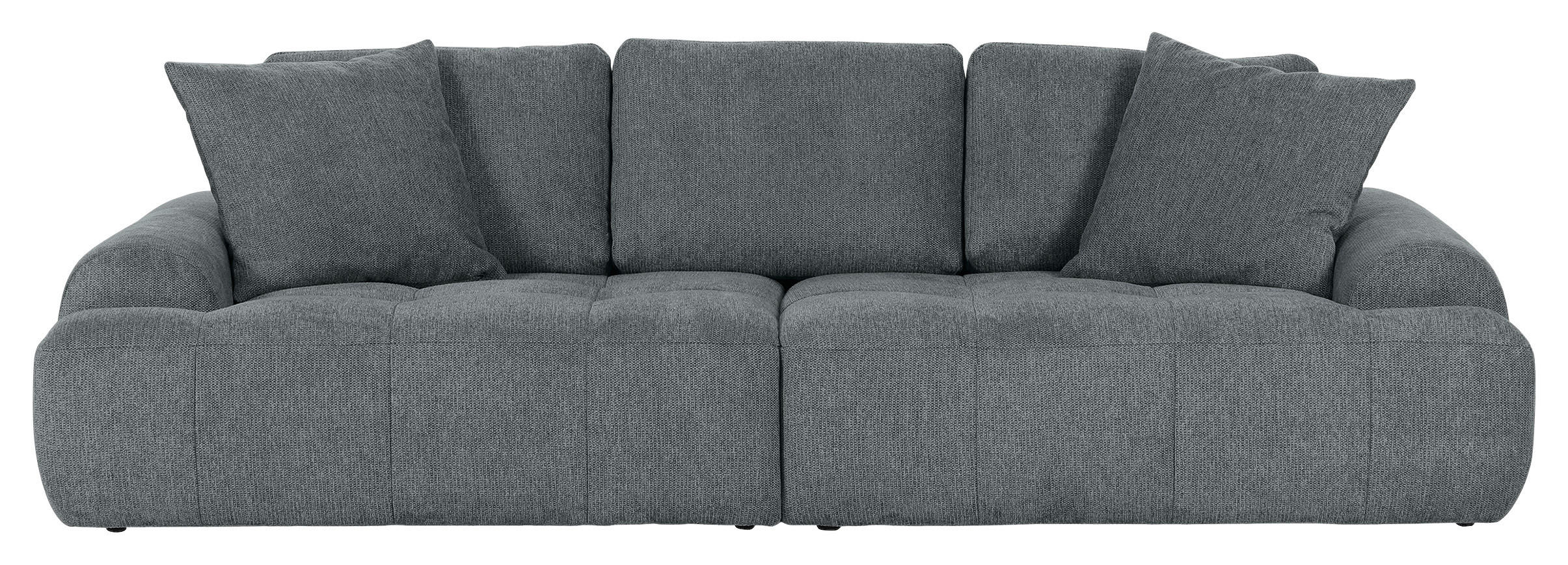 BIGSOFA Flachgewebe Dunkelgrau  - Dunkelgrau/Schwarz, Konventionell, Kunststoff/Textil (276/95/130cm) - Carryhome