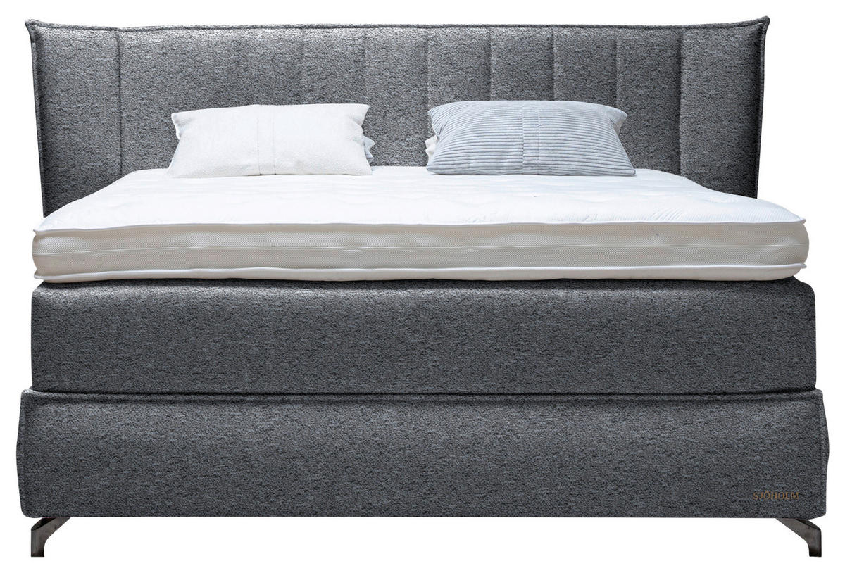 BOXSPRINGBETT 180/200 cm  in Grau  - Schwarz/Grau, Konventionell, Holz/Textil (180/200cm) - Sjöholm