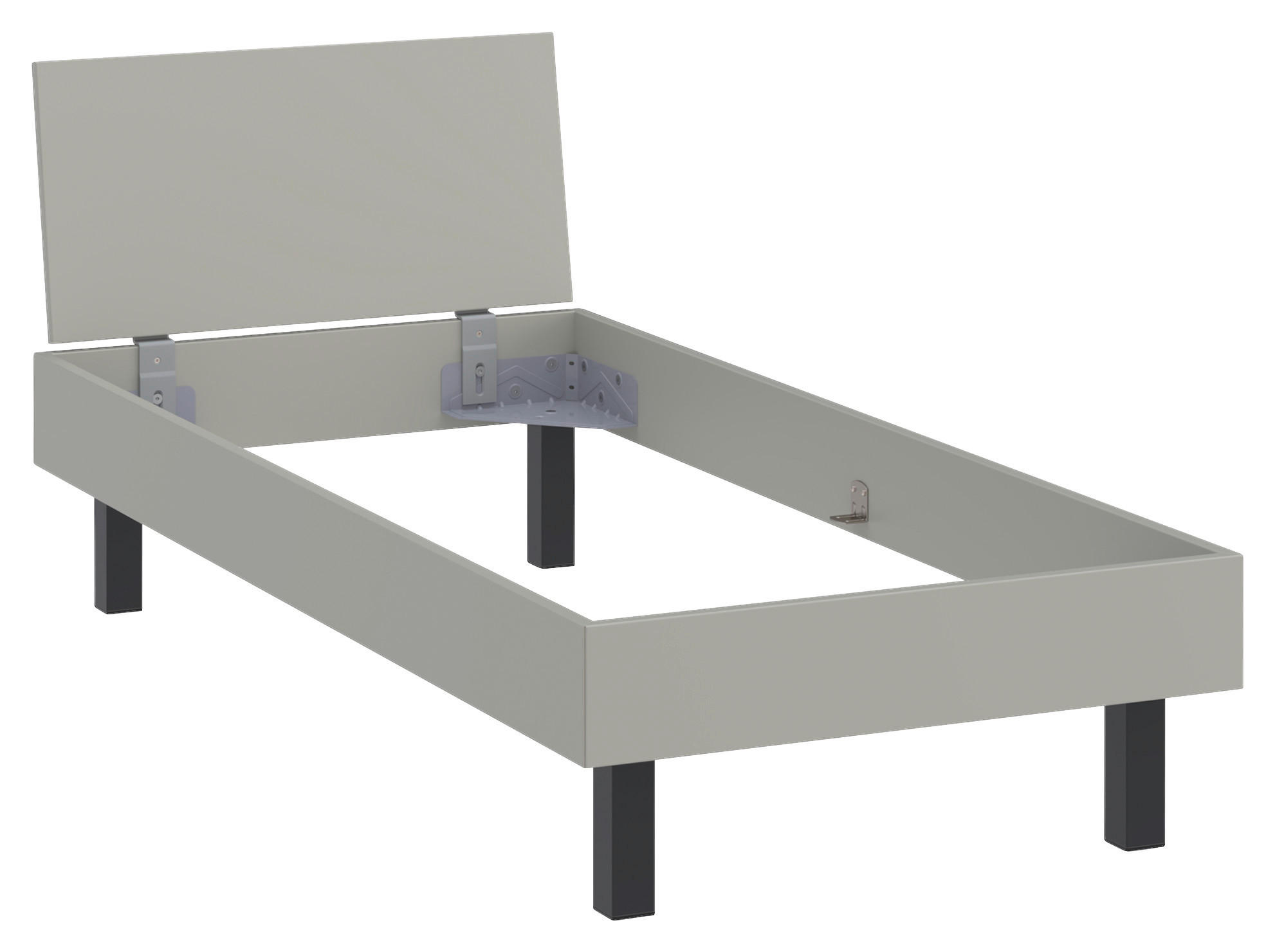 BETT 90/200 cm in Hellgrau - Hellgrau/Schwarz, Design, Holzwerkstoff/Metall (90/200cm) - Xora