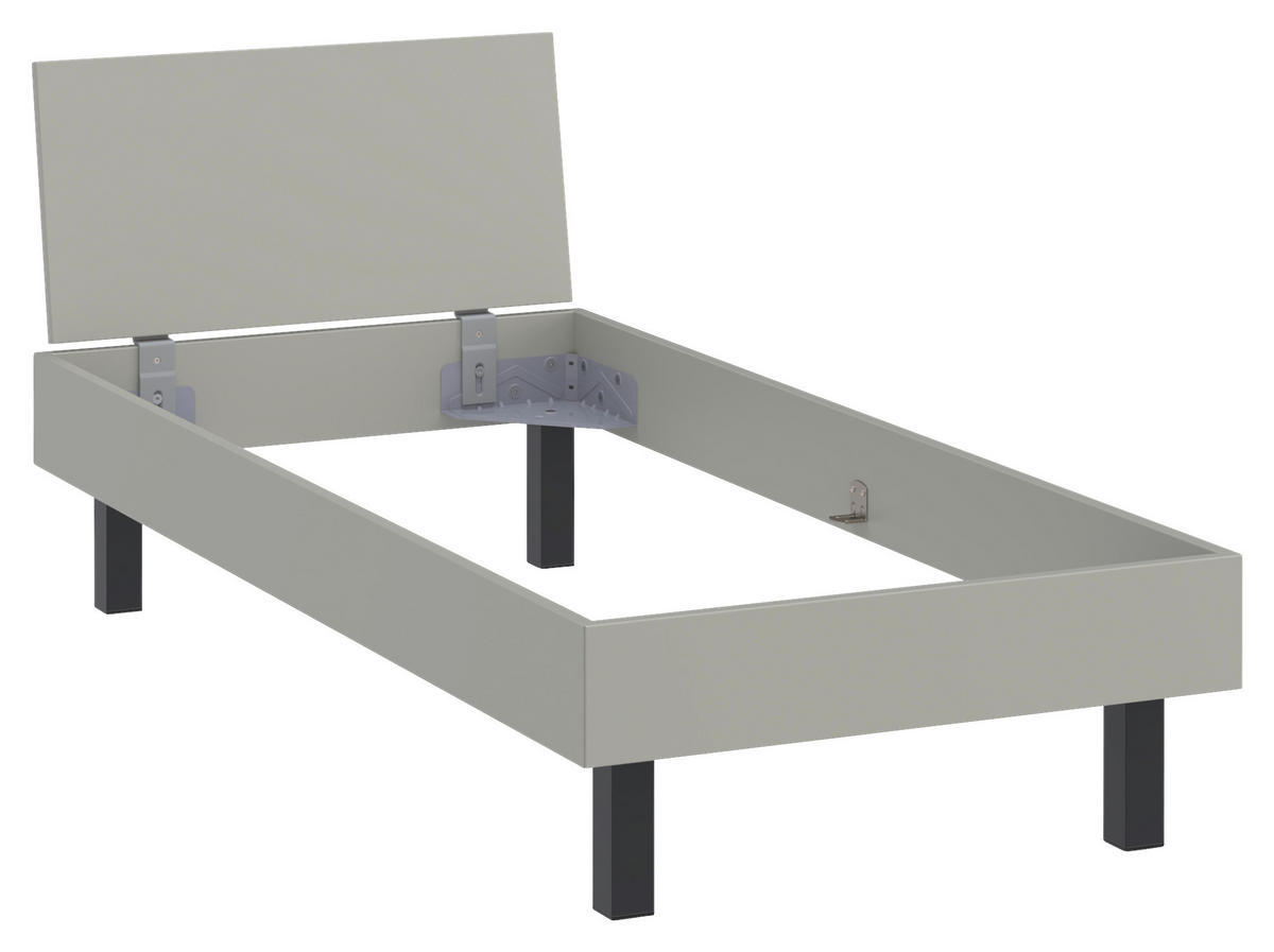 BETT 90/200 cm  in Hellgrau  - Hellgrau/Schwarz, Design, Holzwerkstoff/Metall (90/200cm) - Xora