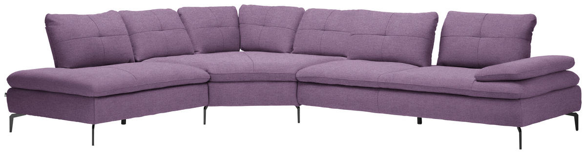 ECKSOFA in Flachgewebe Lila  - Lila/Schwarz, Design, Textil/Metall (271/344cm) - Chilliano