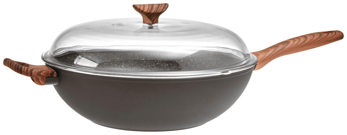 WOKPFANNE 32 cm  - Schwarz, Trend, Glas/Metall (32cm) - Sambonet