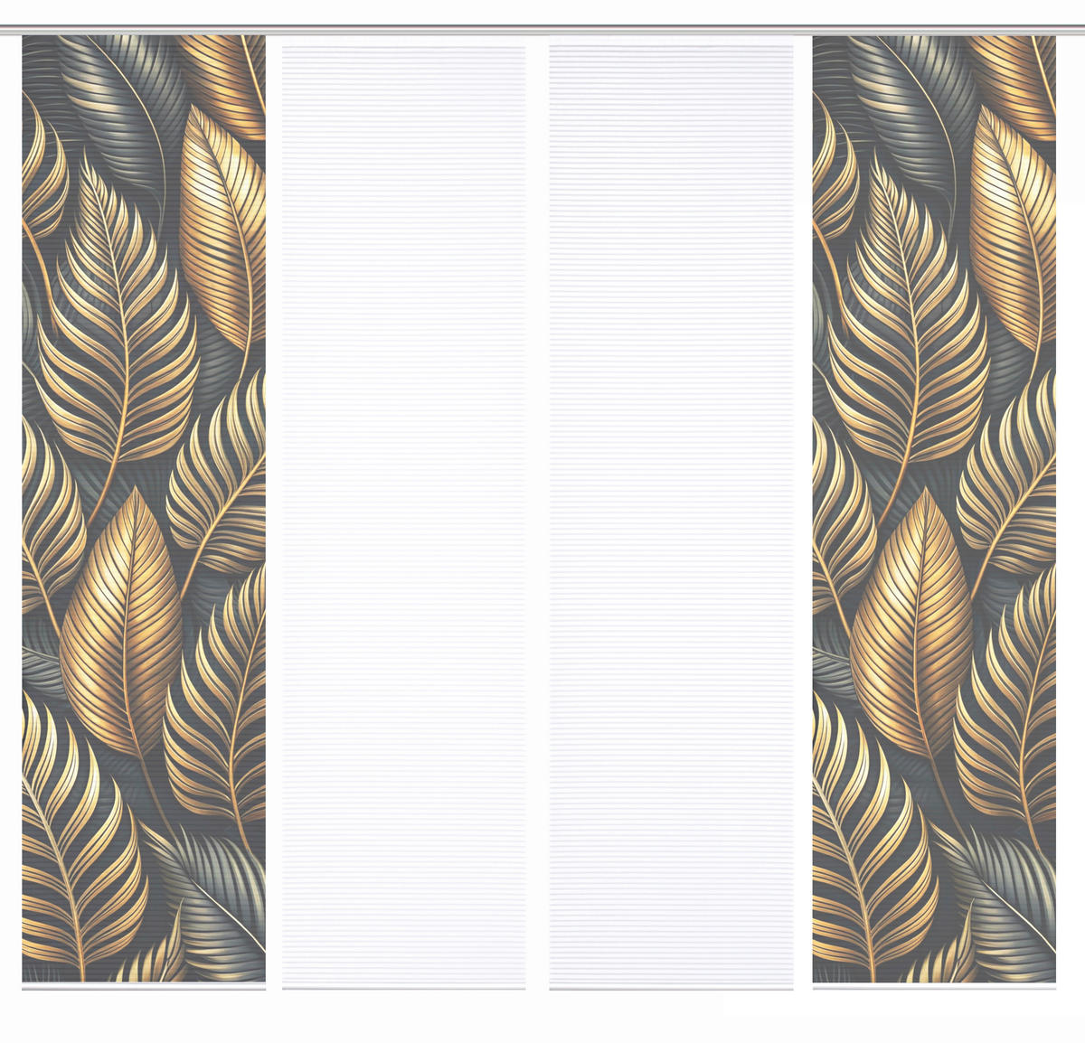 FLÄCHENVORHANG  4 Stück  blickdicht  60/245 cm   - Anthrazit/Goldfarben, Natur, Textil (60/245cm)