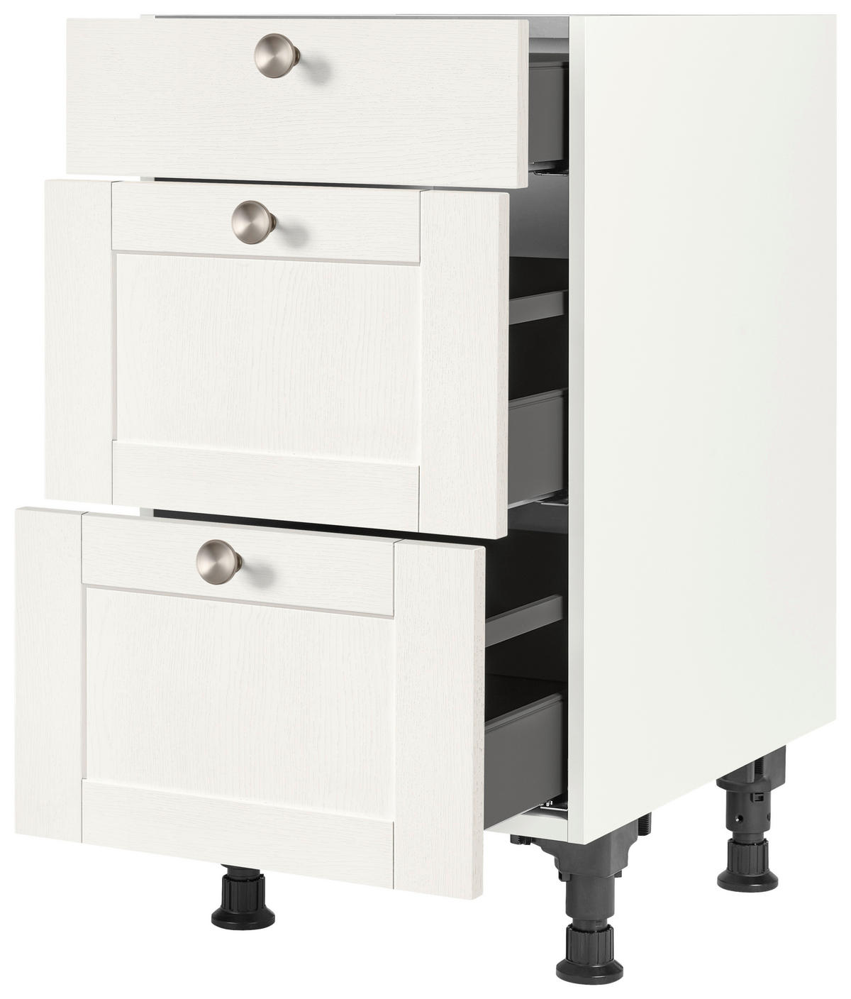 SCHUBKASTENUNTERSCHRANK 45/87/56 cm  in Weiß  - Edelstahlfarben/Weiß, MODERN, Holzwerkstoff/Metall (45/87/56cm) - Nobilia