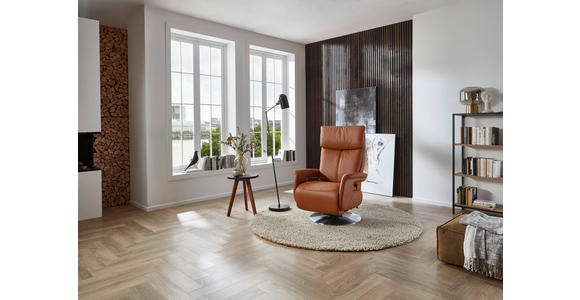 RELAXSESSEL in Leder Braun - Edelstahlfarben/Braun, Design, Leder/Metall (78/112/85cm) - Cantus