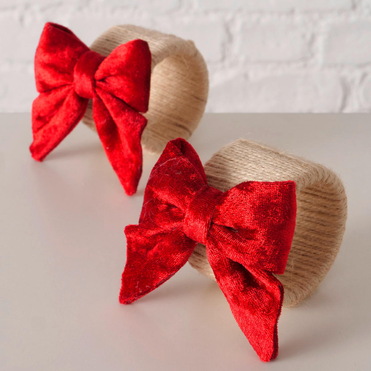 SERVIETTENRING    - Rot/Naturfarben, LIFESTYLE, Kunststoff/Textil (7/8/6,5cm)