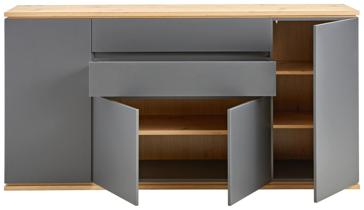 SIDEBOARD  in 184/93/42 cm  - Schwarz/Graphitfarben, Design, Holzwerkstoff/Kunststoff (184/93/42cm) - Xora