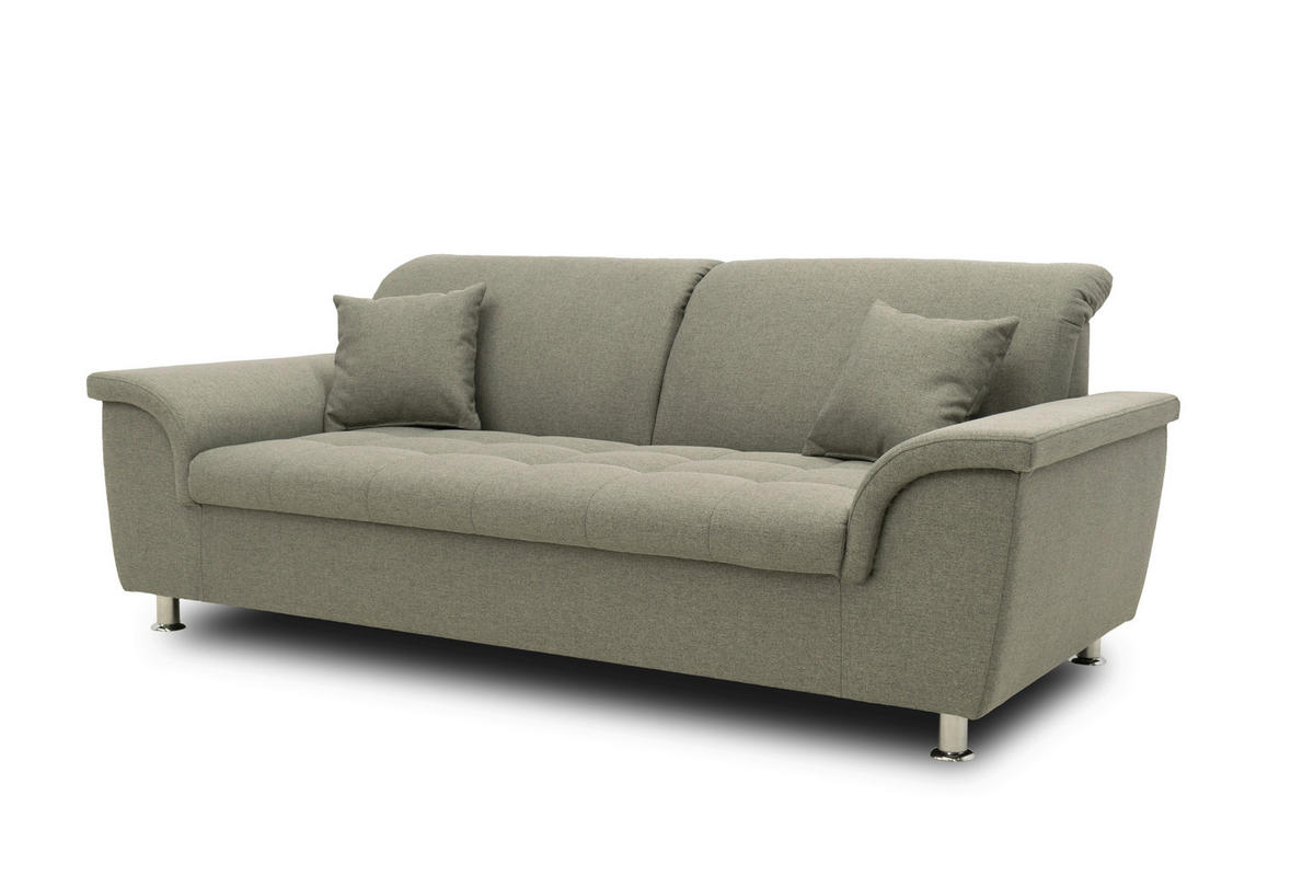 2-SITZER-SOFA Webstoff Graubraun  - Chromfarben/Graubraun, KONVENTIONELL, Textil/Metall (210/81/97cm) - MID.YOU