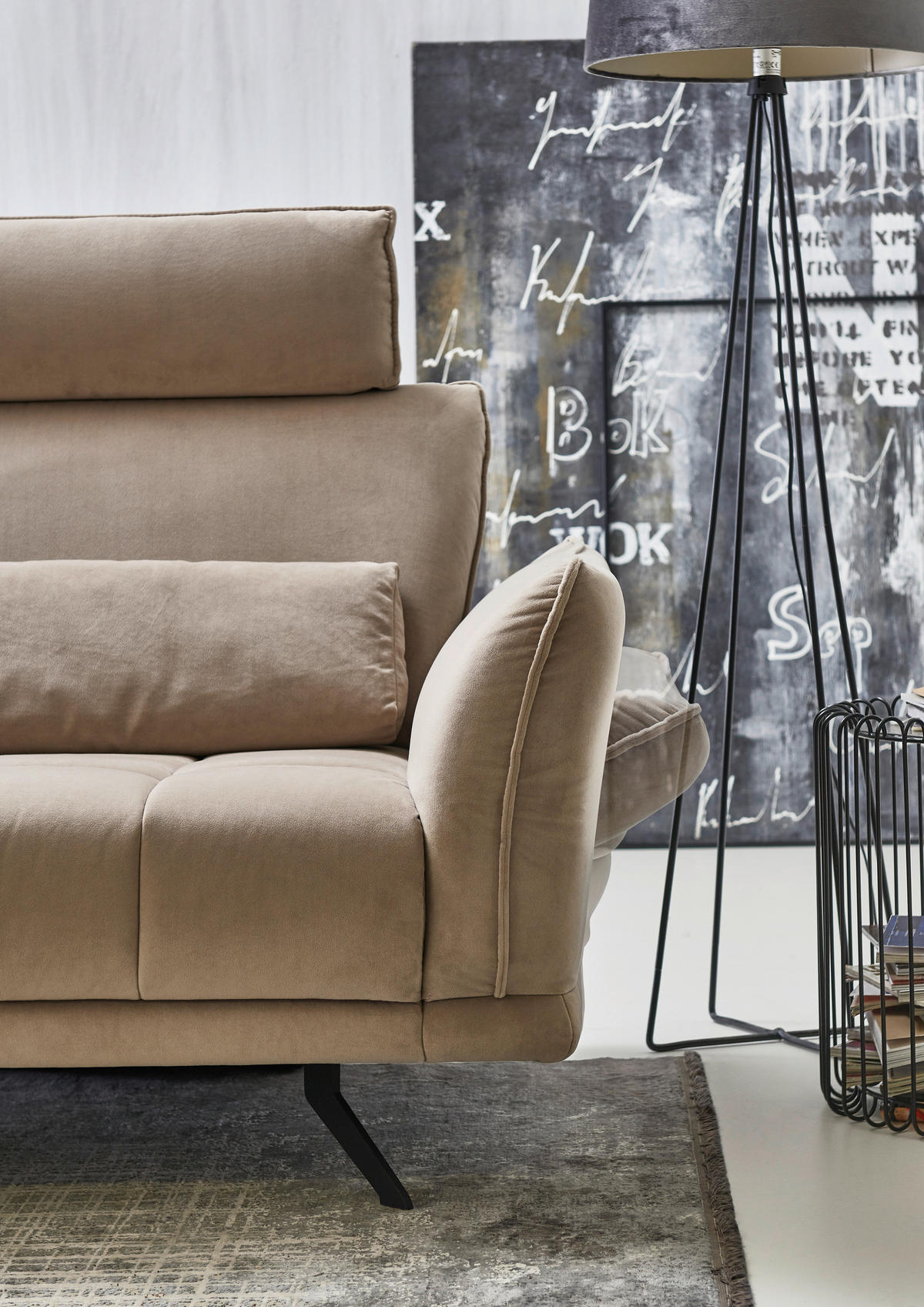 SOFFA i textil ljusgrå  - ljusgrå/svart, Klassisk, metall/textil (311/84/178cm) - Beldomo Style